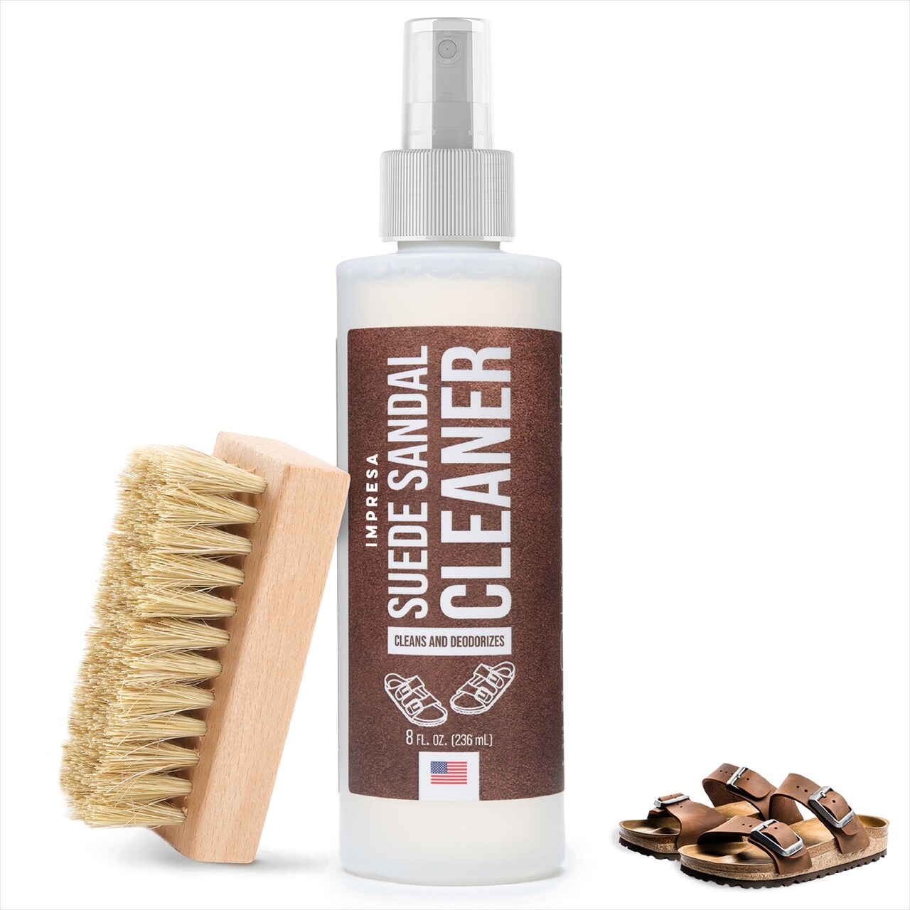 IMPRESA 8oz Suede Shoe Cleaning Kit for Shoes & Birkenstocks - Made in USA Shoe Cleaning Solution with Brush Tools for Birkenstock Cleaner Kit